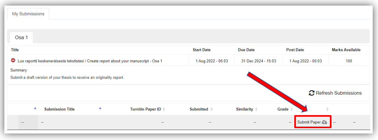 Quick Instructions: Turnitin Instructions For Students | TUNI Moodle